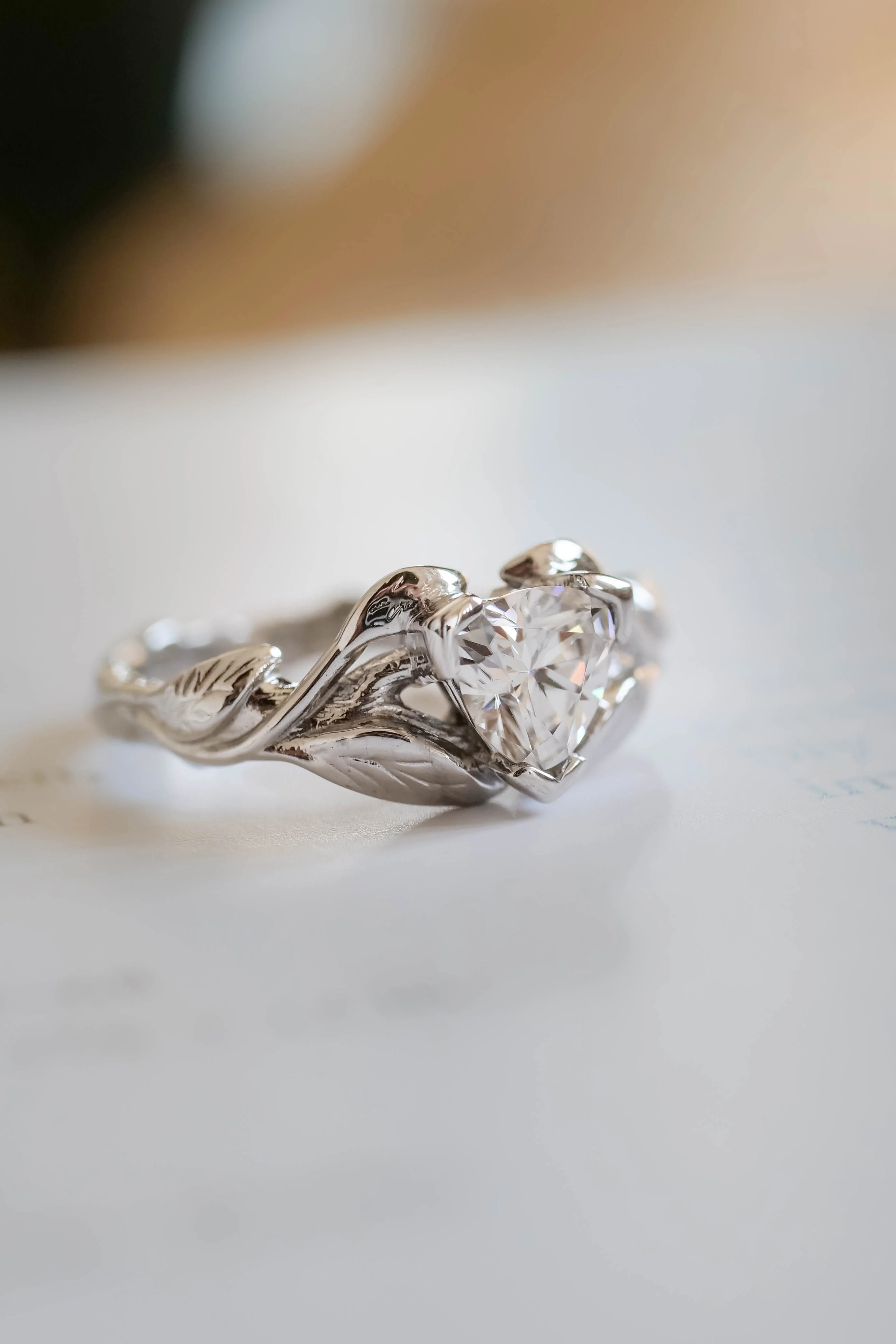 Lab Grown diamond gold engagement ring, trillion cut proposal ring / Clematis - Image 7