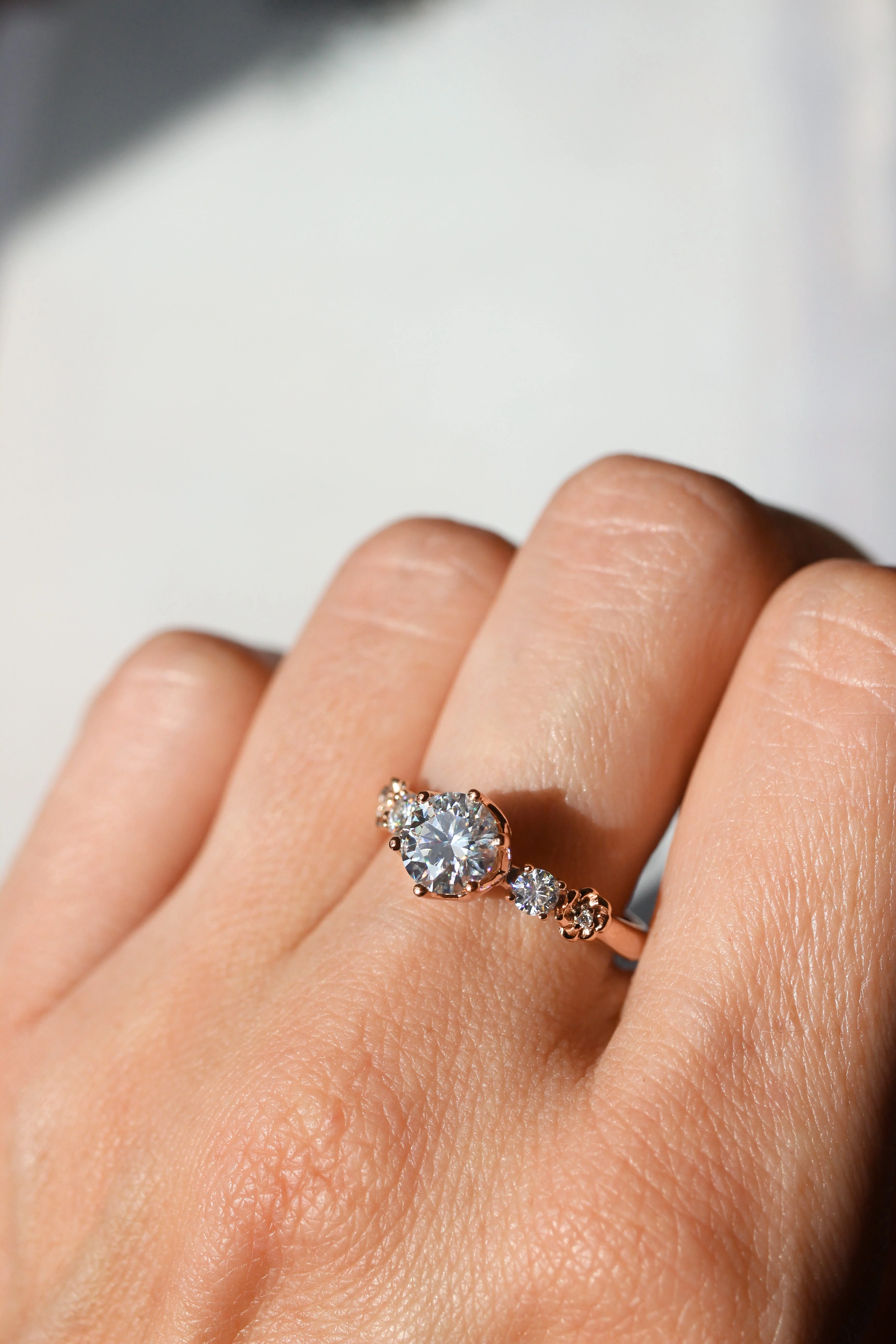 Lab grown diamond engagement ring, floral engagement ring with diamonds / Fiorella - Image 10