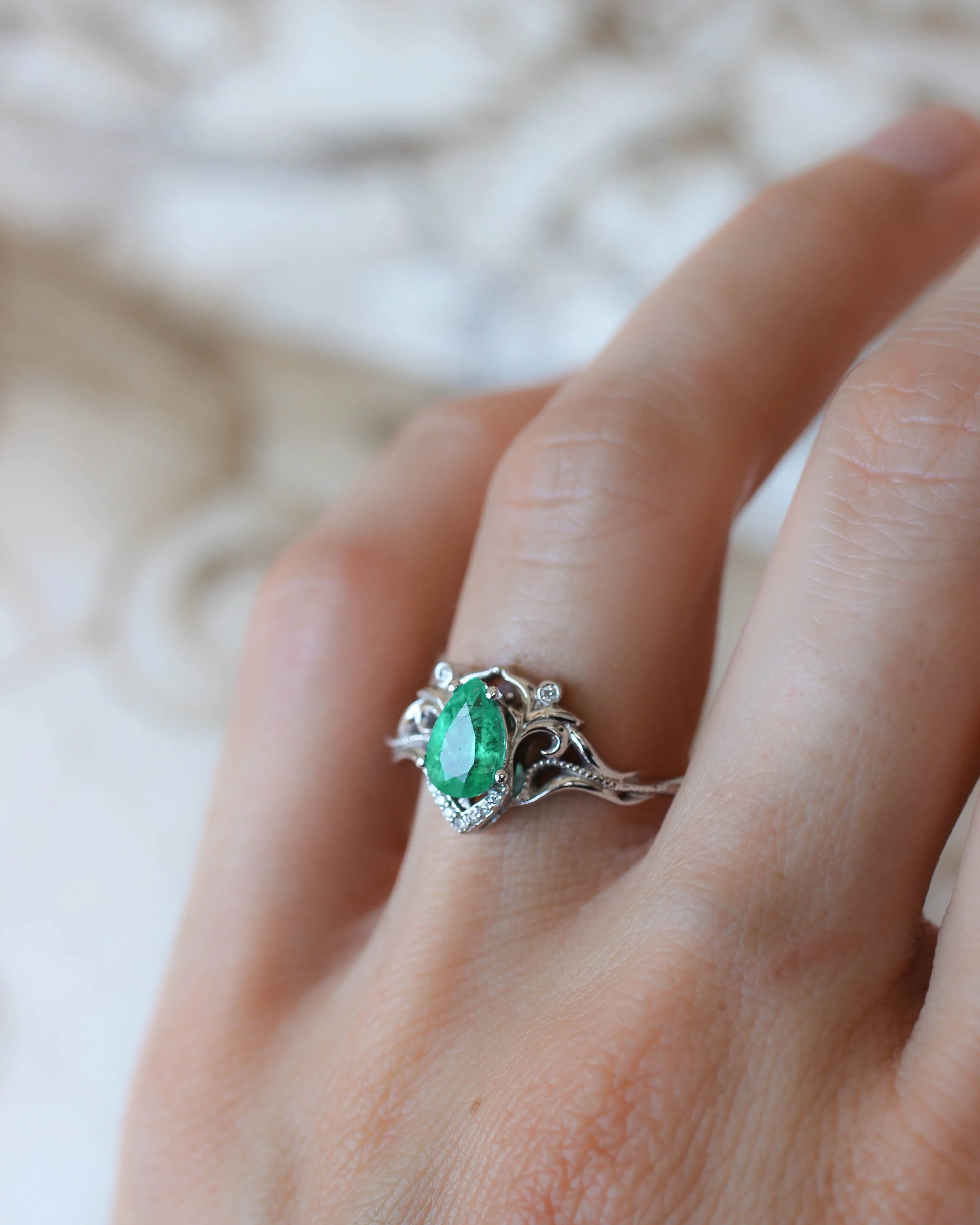 Natural emerald and diamonds engagement ring / Lida small - Image 6