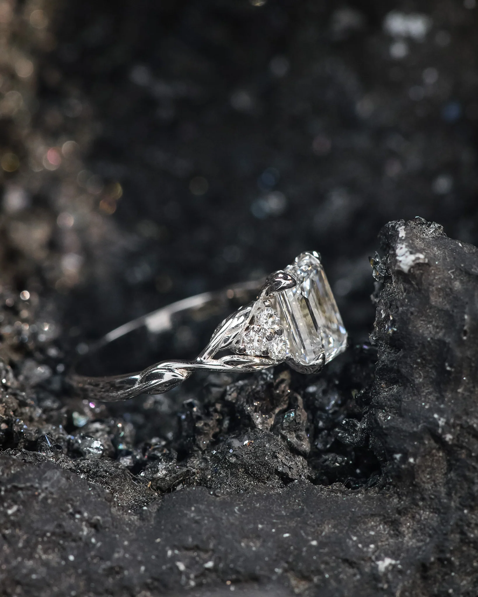 READY TO SHIP Gloria ring in 14K white gold, 8x6 mm lab-grown diamond & accent lab diamonds, AVAILABLE RING SIZES: 5.5 - 8.5 US - Image 5