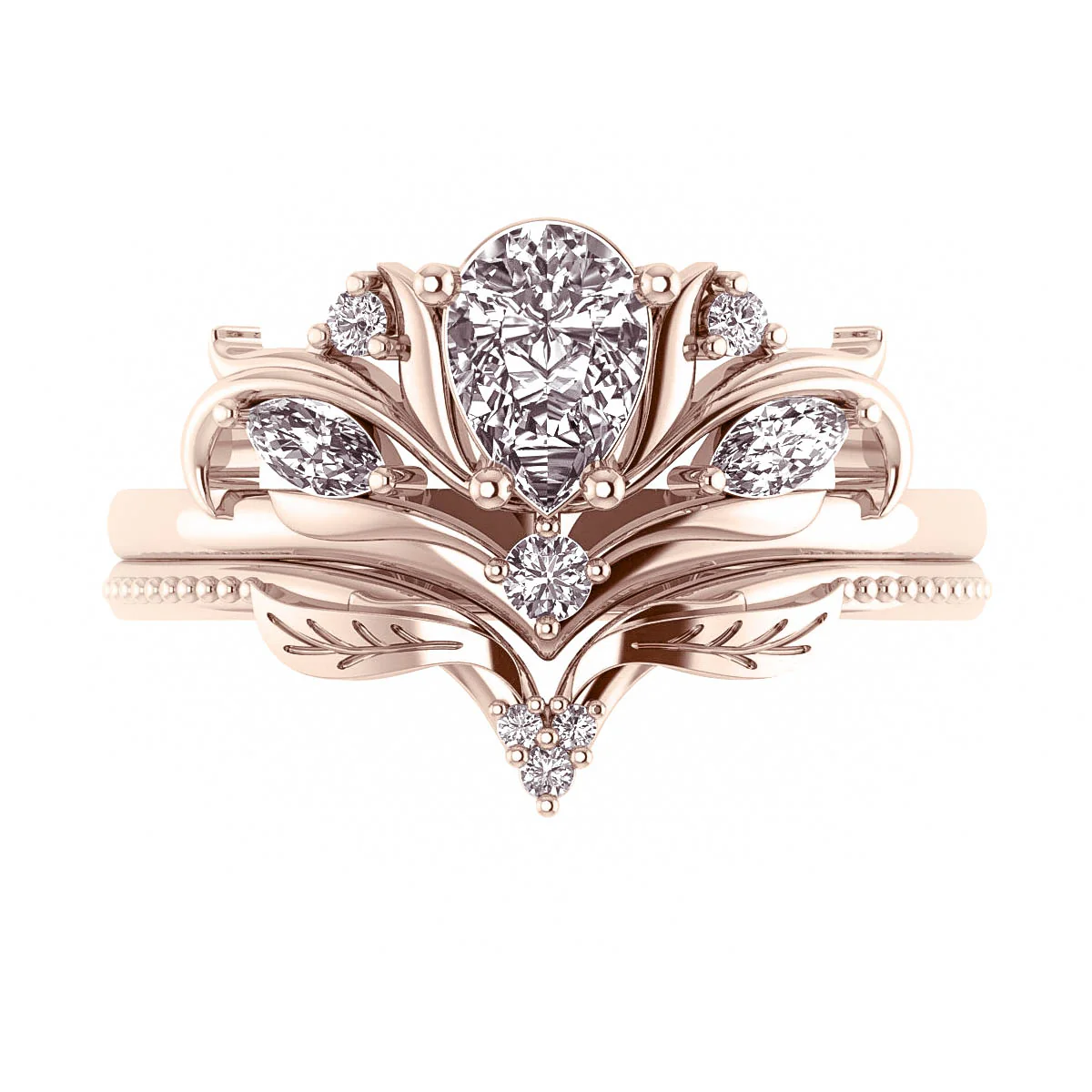 Swanlake | custom bridal ring setting, pear cut gemstone 7x5 mm - Image 3