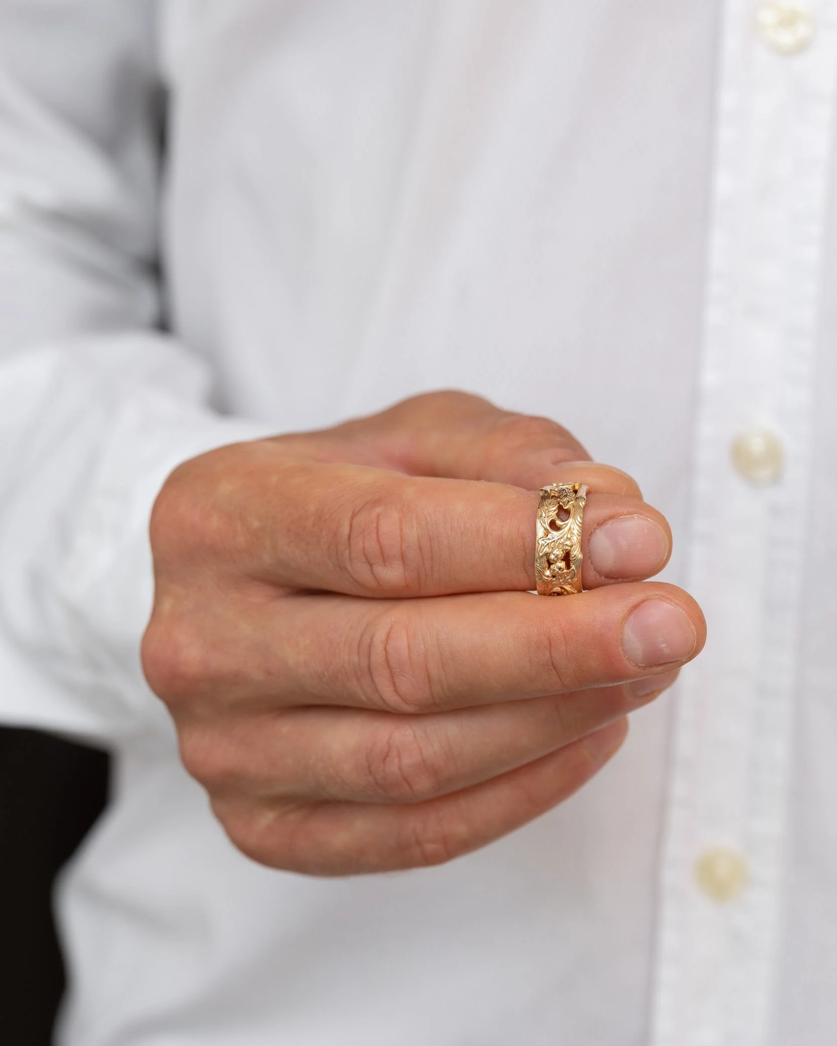 Oak leaves and acorns ring, wedding band for man - Image 5
